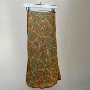 Verge Girl Orange Floral Mosaic Midi Skirt